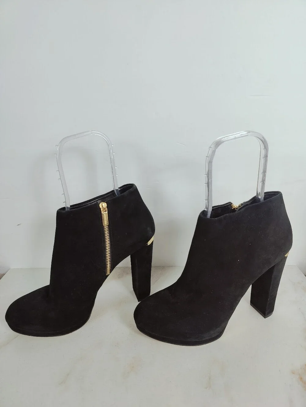 MICHAEL Michael Kors Haven Black Suede Platform Ankle Boots Booties, 10